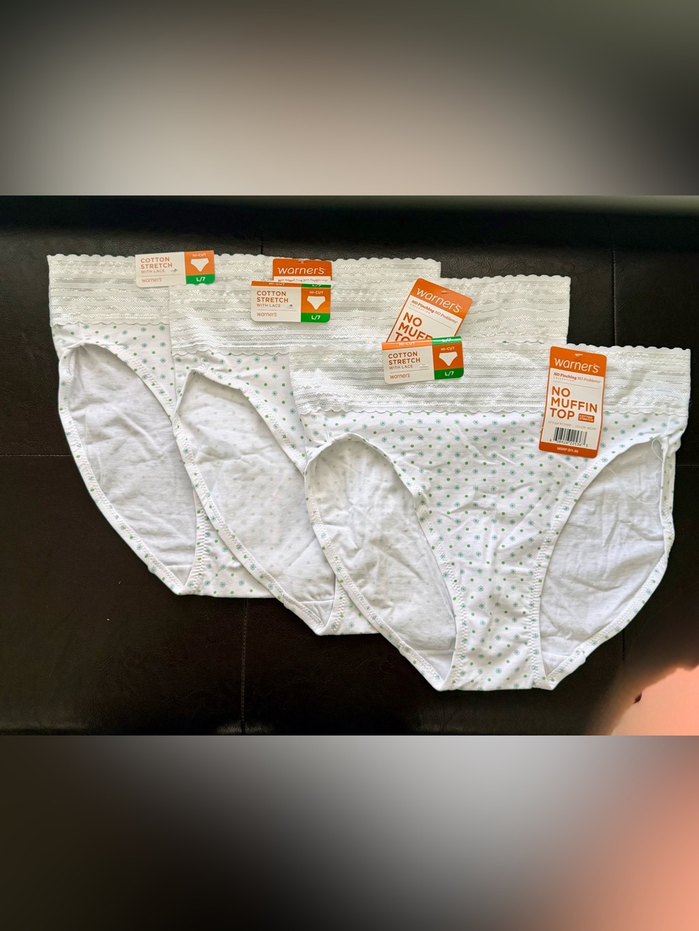 Warner’s Hi-Cut Panties\Underwear~Lace Top~ (3-Pack)~Women's Sz 7~New With Tags